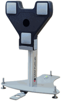 The SAM PuttLab ultrasound measurement unit on its adjustable tripod base